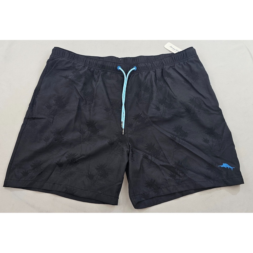 Tommy Bahama Relax Mens XXL Black Naples Palm Night Swim Trunks TR914872